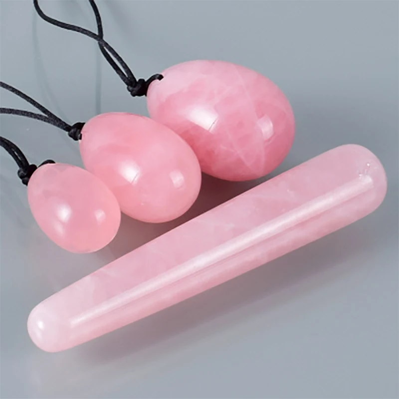 Yoni – œuf de Jade en Quartz Rose naturel pour femmes, boule de serrage des Muscles vaginaux, masseur de Jade, Kegel en cristal