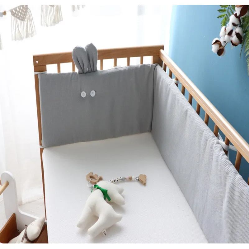 Giường Cũi Em Bé Ốp Lưng Cotton Bánh Tai Thỏ Trẻ Sơ Sinh Sơ Sinh Bảo Vệ Đệm Sleepping Gối Ốp Lưng Miếng Lót Cũi Hàng Rào Giường Beddin