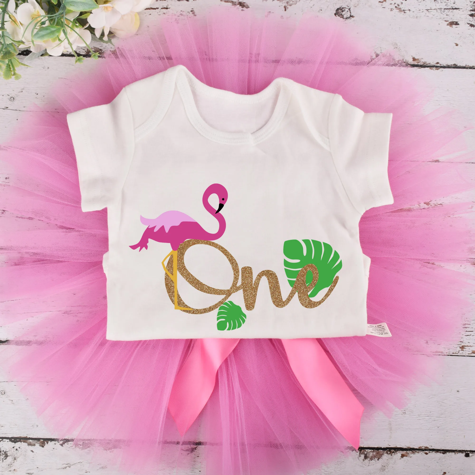 

Baby Girls Flamingo Birthday Tutu outfit 1st Birthday Party costume Toddler Photo Props Cake Smash Summer Clothes Set