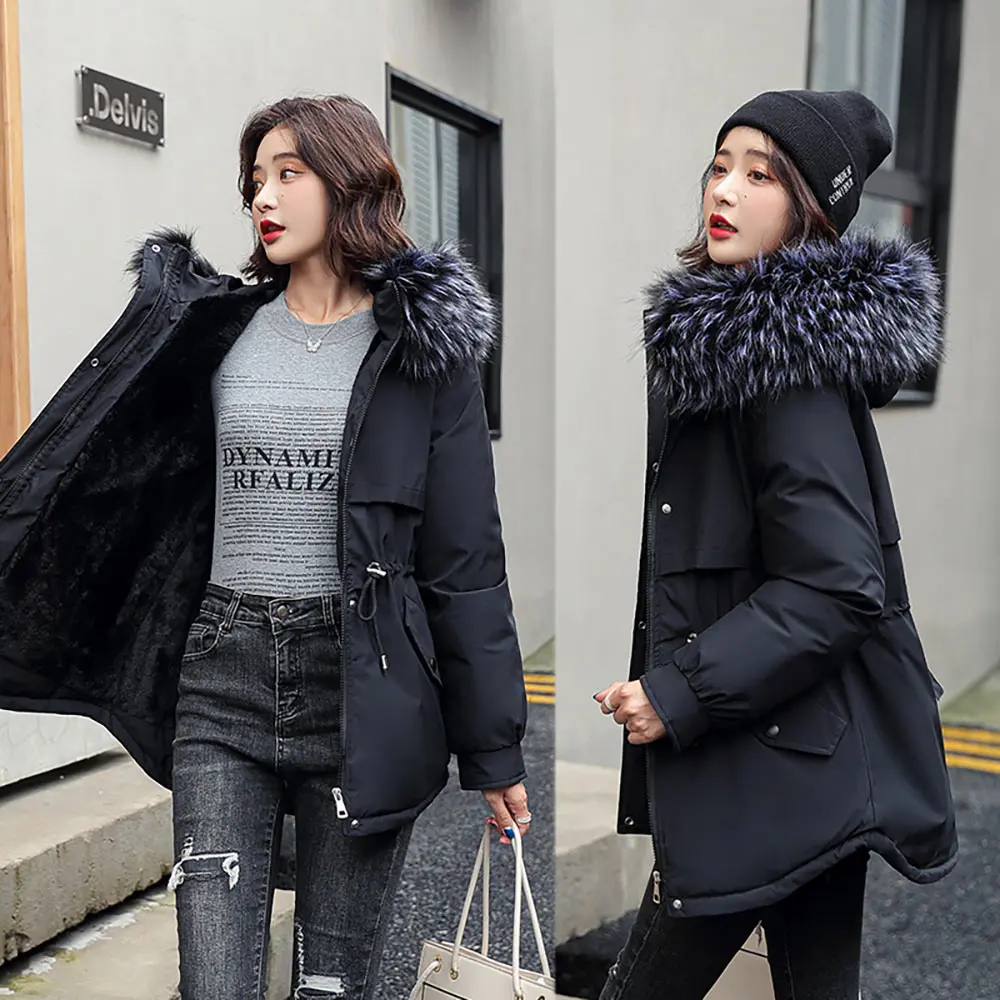 Vielleicht New Cotton Thick Warm Winter Jacket Coat Women Casual Short Parkas Winter Clothes Fur Lining Hooded Parka Mujer Coats