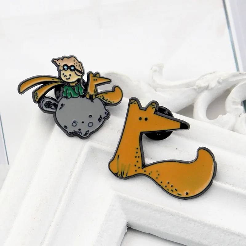 prince and fox cute Brooch Don't be a boring adult ! Le Petit Prince Planet The Little Prince Fox Rose Classical Fair Tale pin