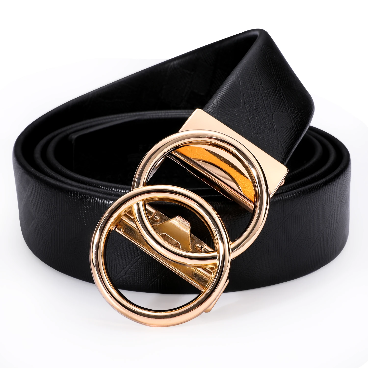 Luxury Double Circle Mens 2 Automatic Alloy Buckles + 1 Leather Belt  Gift Box Set High Quality Brand Genuine Leather Belts