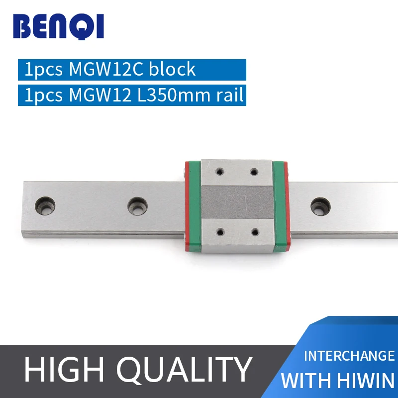 miniature 12mm linear guideway MGW12- L350mm + 1pc MGW12C block/carriage from Benqi china linear guide