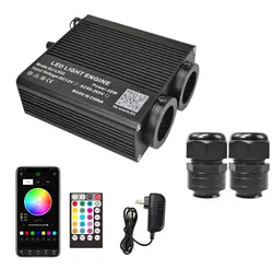 Motor de Luz LED RGBW de Fibra Óptica Ultrafino de 32W con Doble Cabezal, Control Remoto RF de 28 Teclas y Bluetooth para Techo Estrellado