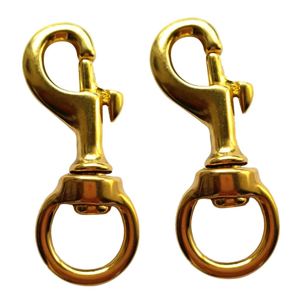 2 Pieces Solid Brass Single End Round Eye Ring Trigger Swivel Snap Clasp Hook Clip Mountaineering Accessories