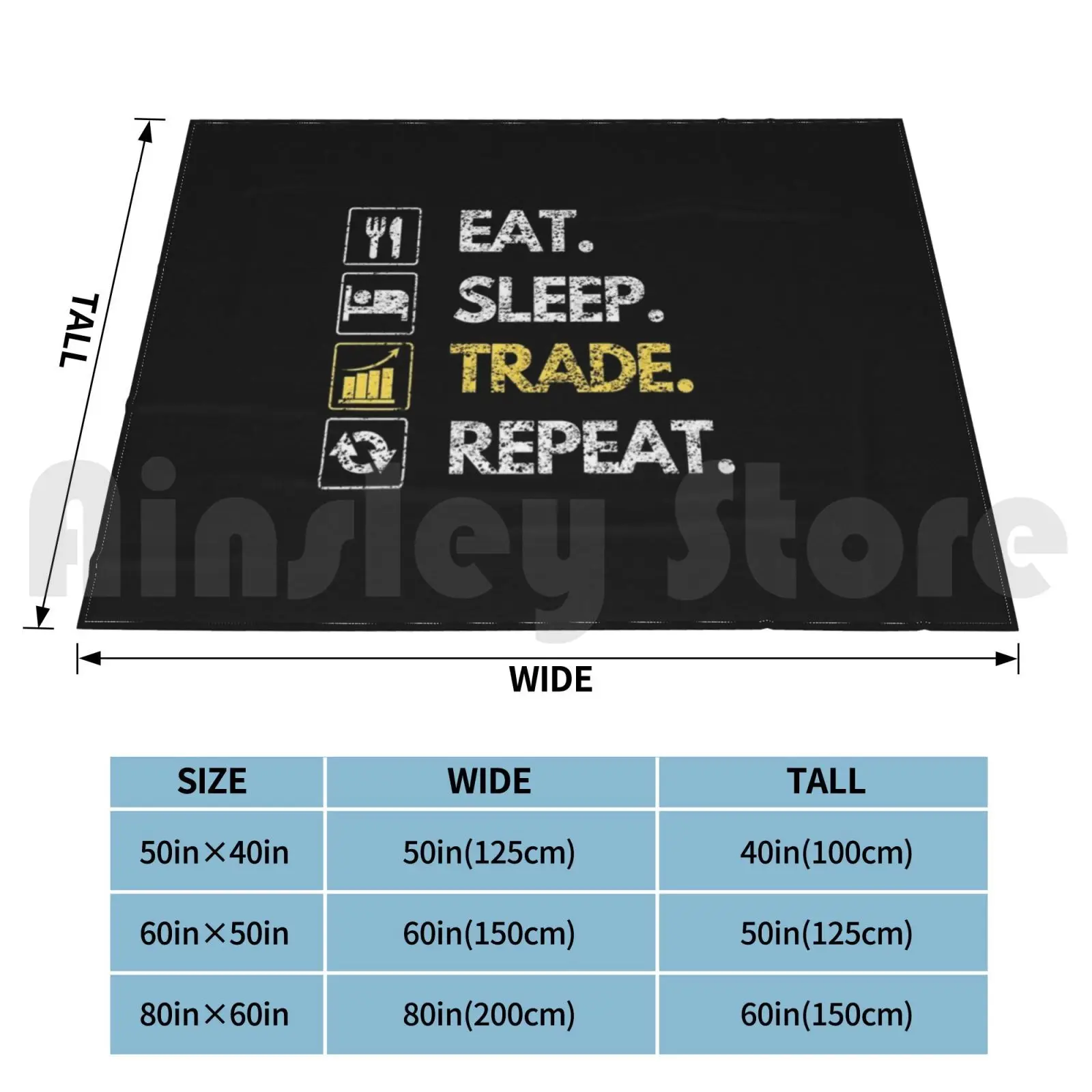 Eat Sleep Trade Repeat Investor Trading Blanket Super Soft Warm Light Thin Stocks Investing Invest Investment Real