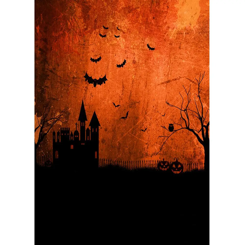 Fondo de foto de árbol muerto de murciélagos de Castillo para Halloween, impreso por ordenador, fondos para niños, sesión de fotos de Baby Shower, Photobooth