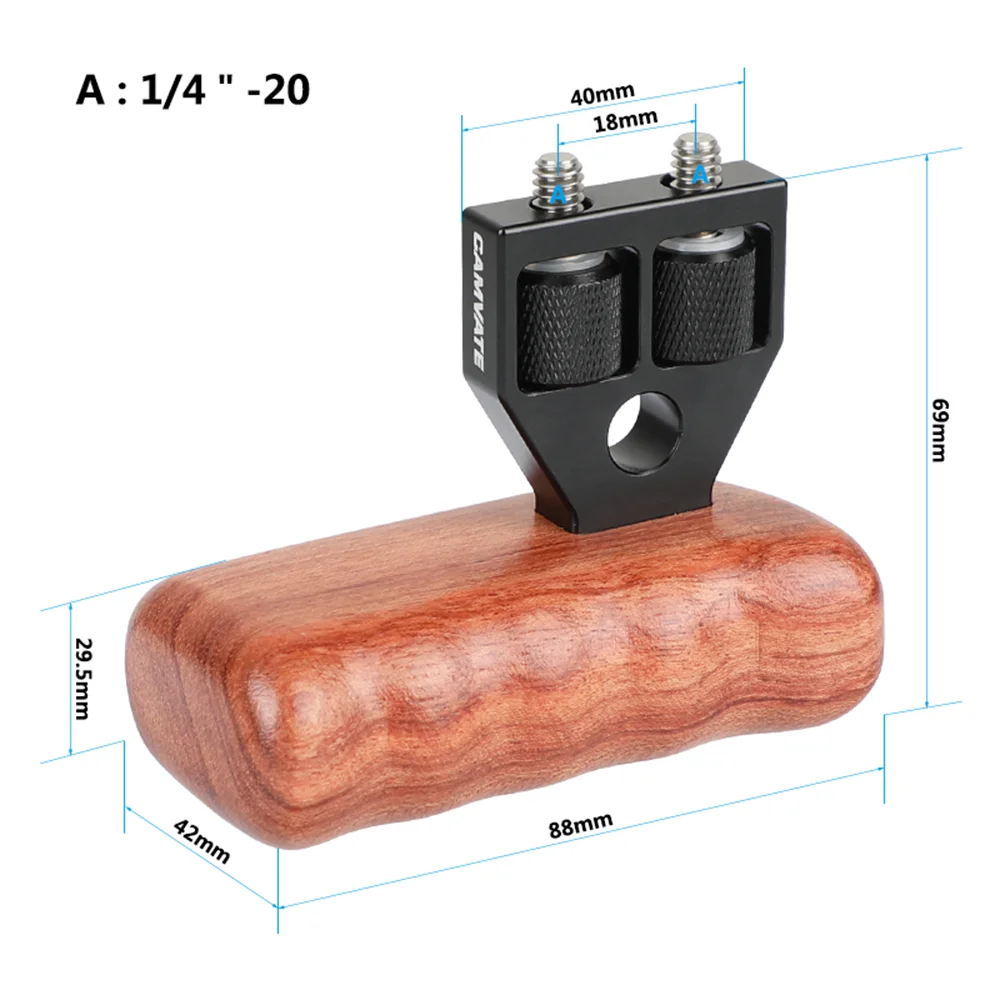 CAMVATE 2pcs impugnatura con impugnatura in legno per fotocamera con connettore per DV Video Cage compatibile con fotocamera rossa/RED Rig/altre macchine fotografiche reflex