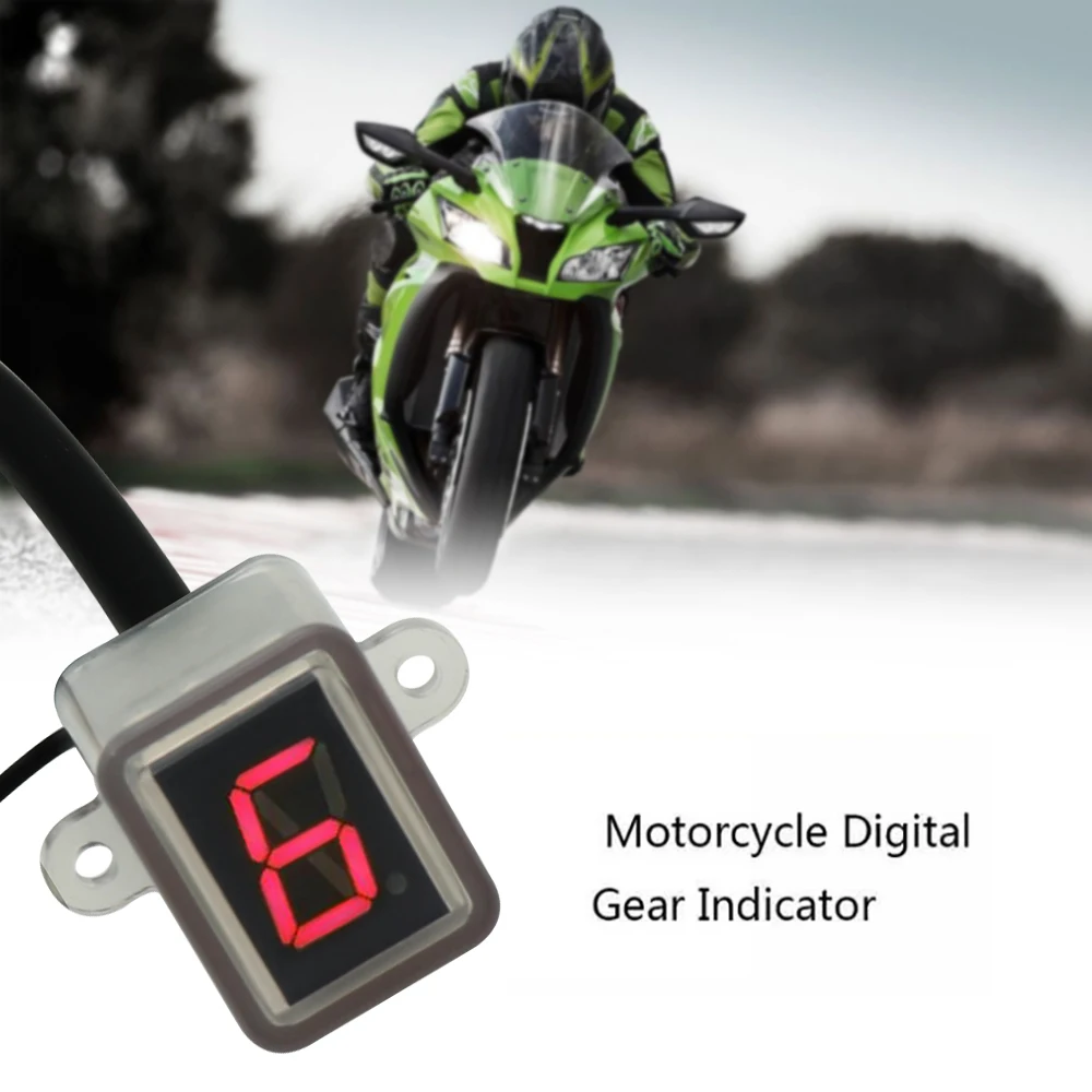 Motorcycle Speedometer Electronic for Motorcycle Dashboard 6 Speed Display Digital LED Light Neutral Gear Indicator Display