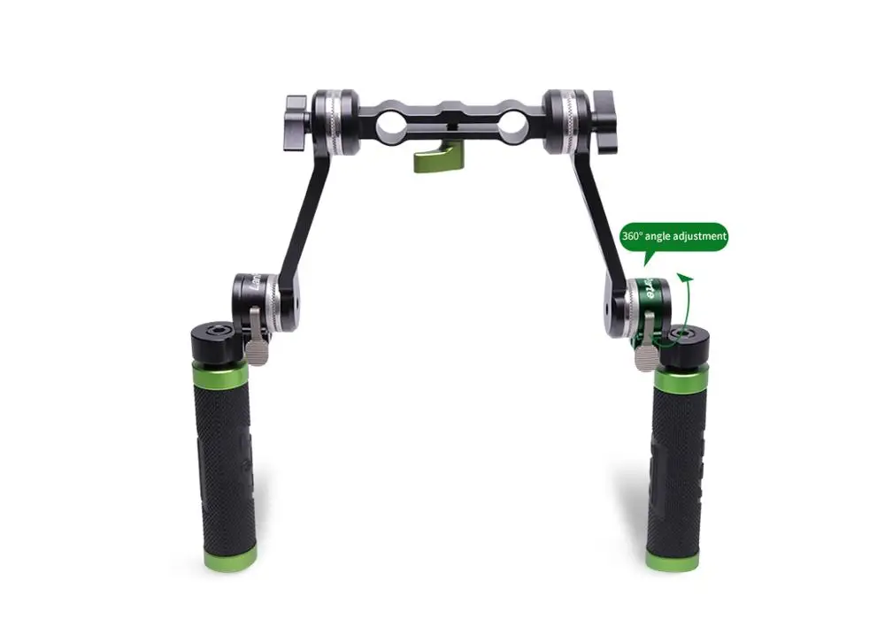 Lanparte Universal Arri Rosette Extension Arm Dual Handle Grip Handgrip For 15mm Rod Rig System BMCC BMPCC 4K FS5