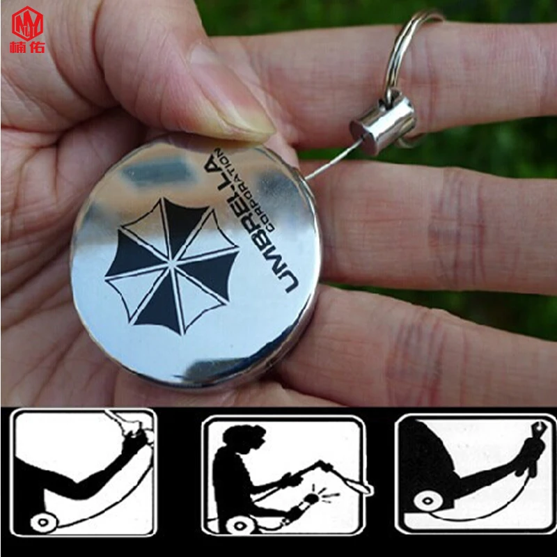 2PCS Outdoor Retractable Rope Keychain Anti-Lost Anti-Theft Elastic Keychain All Metal Easy Pull Buckle Color Sent Randomly