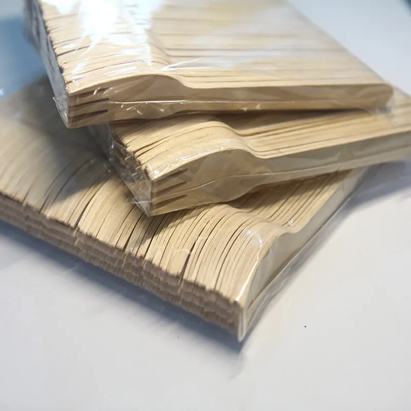100pcs 16cm Party Use Disposable Wooden Fork Spoon Knife Flatware Wood Cutlery