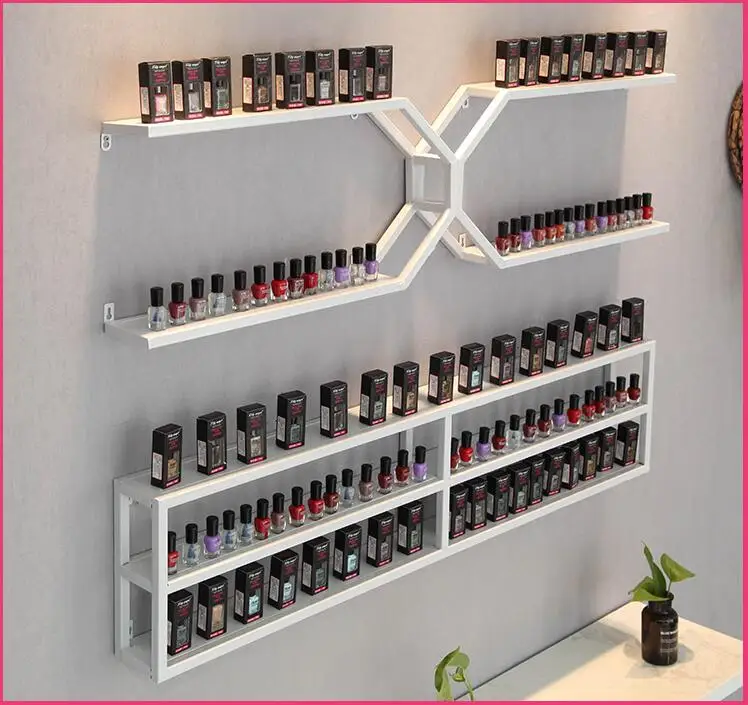 Nail polish shelf iron art wall shelving shelf wall nail salon nail oil glue shelf cosmetics display shelf