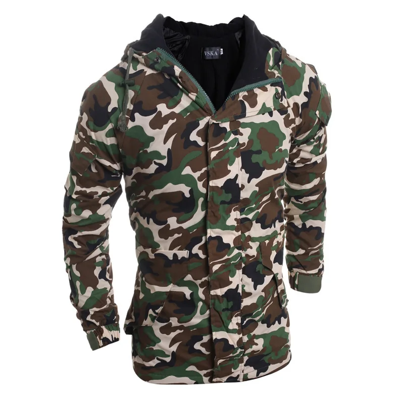 Ropa de hombre otoño e invierno nuevo estilo camuflaje ropa con capucha acolchada de algodón para hombre