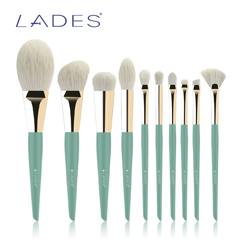 LADES Green Makeup brushes set Professional 10PCS Foundation Powder Contour Eyeshadow make up brush Beauty Tools