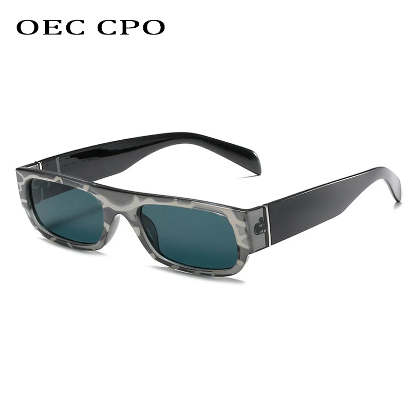 OEC CPO Vintage Rectangle Sunglasses Women Brand Fashion Shades Sqaure Glasses Men Classic Flower Frame Punk Eyewear UV400