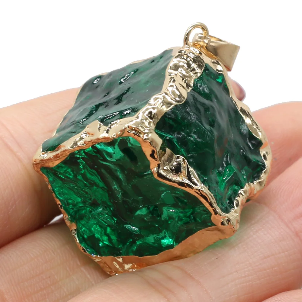 Natural Crystal Pendant Cube Square Electroplate Color Quartz Exquisite charms for Jewelry Making DIY Necklace Earring