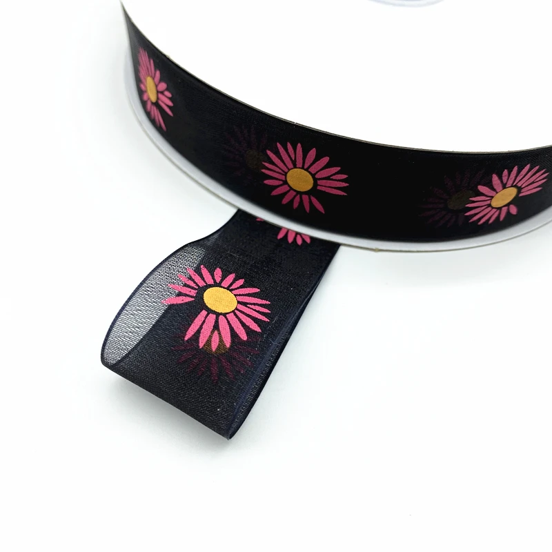 5 yards 25mm Printing Organza Ribbons For Flower Gift Packing Wedding Decoration DIY #RoLi
