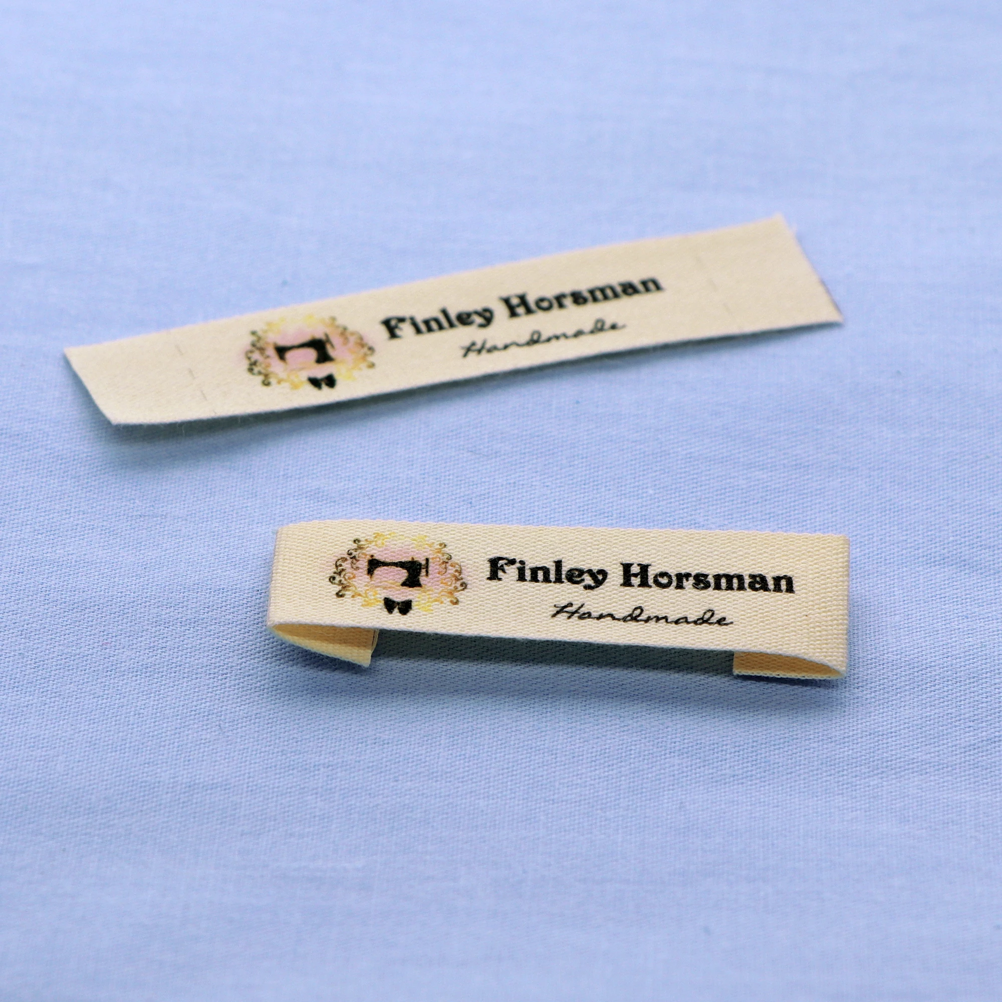 Custom Sewing Labels, Care label, Organic Cotton Ribbon Labels, Personalized Brand ,  Logo or Text(FR028)