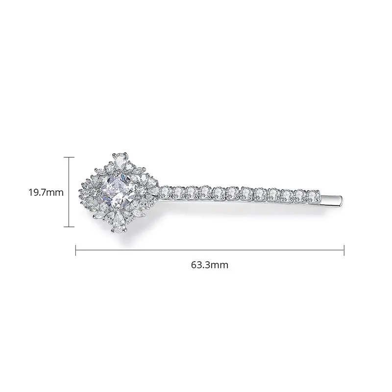 SLBRIDAL Luxury Trendy Prong Setting Cubic Zircon Women Hair Clip Barrettes Gilrs Bobby Pins Hairgrips Jewelry Hair Accessories