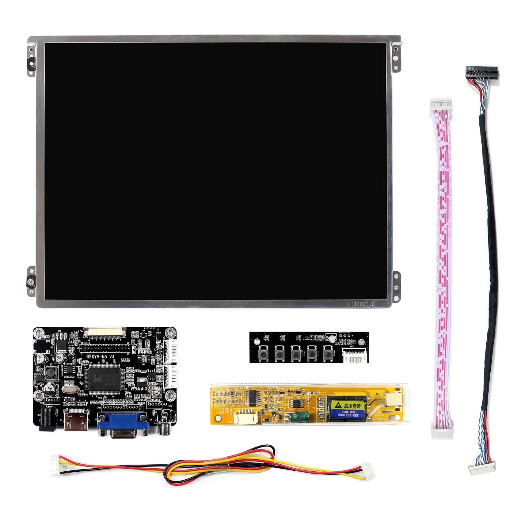 10.4 inch 1024X768 HT10X21-311 FFS IPS LCD Display Screen Panel with DVI+VGA +AV LCD Controller Board LVDS 40Pin TTL module