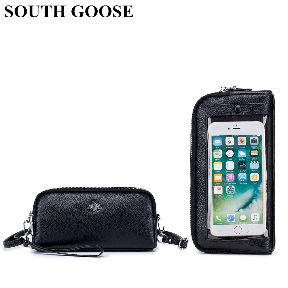 2021 Fashion Shoulder Bag Genuine Leather Women Luxury Handbag Transparent Touch Screen Phone Purse Ladies Casual Crossbody Bag