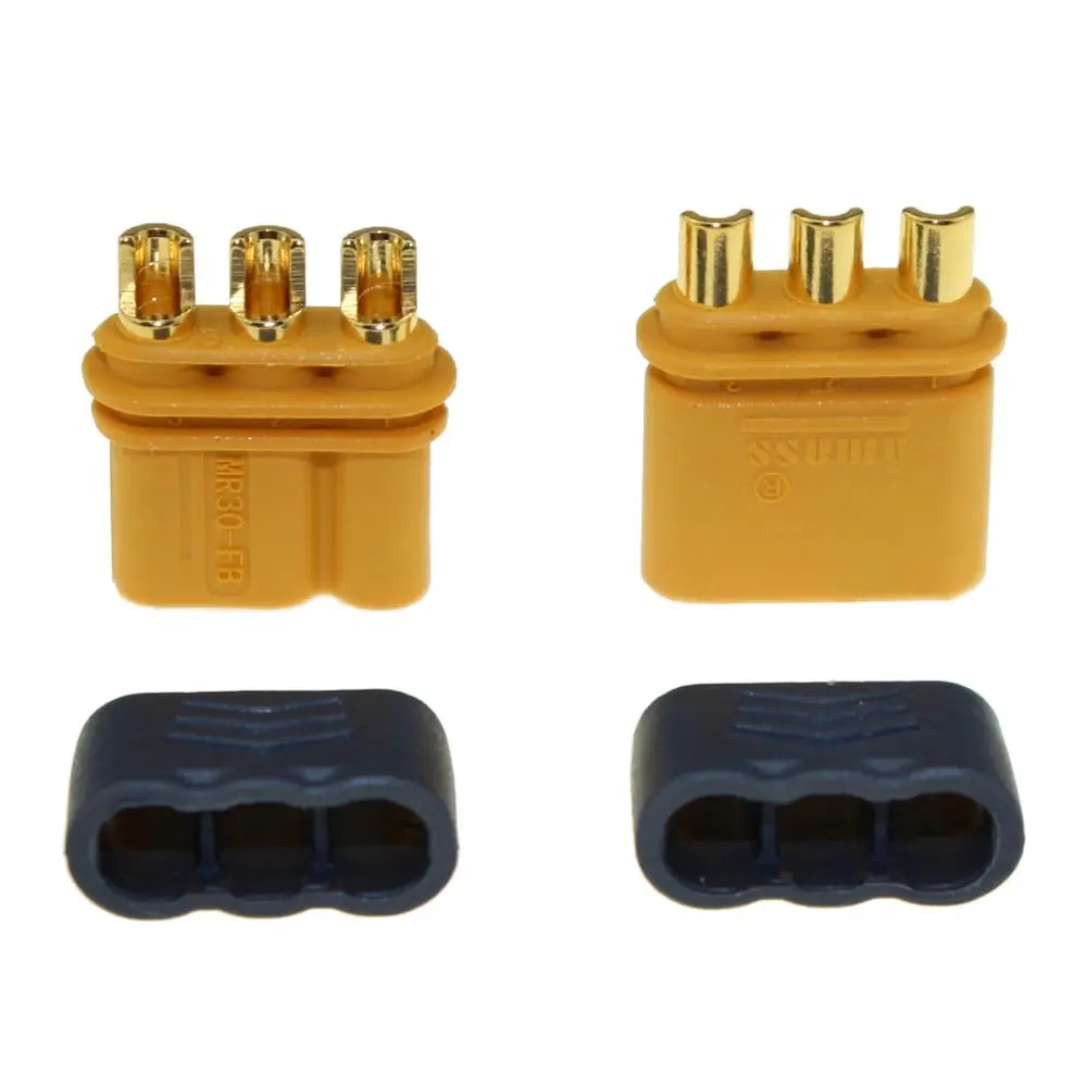 1Pairs Amass MR30 Plug Male and Female 2mm golden Plated Bullet Connectors with Lock Protective Sleeve for Controller/Motor