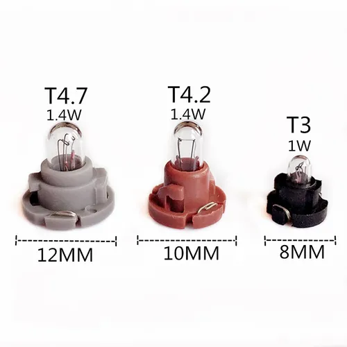 10 Uds T3 T4.2 T4.7 bombillas de 12V lámparas de salpicadero de coche instrumento de aire acondicionado indicador de cuña para Mazda Honda Toyota Nissan