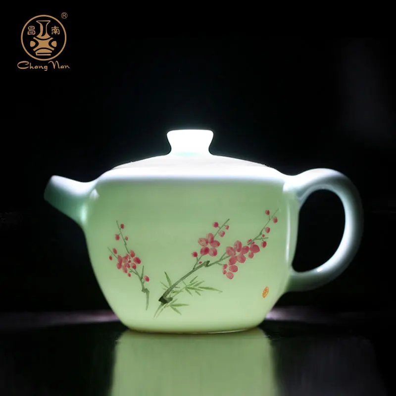 

|Changnan small teapot Jingdezhen kungfu tea set ceramic teapot mini small single pot jade porcelain hand painted teapot