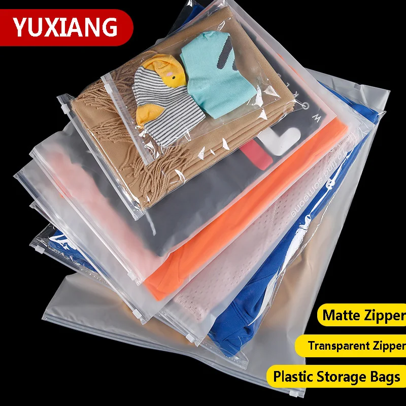 Plastic Clothing Packaging Matte Zip Lock for Travel Baggage, Waterproof Shoes Bag for Cloth Storage