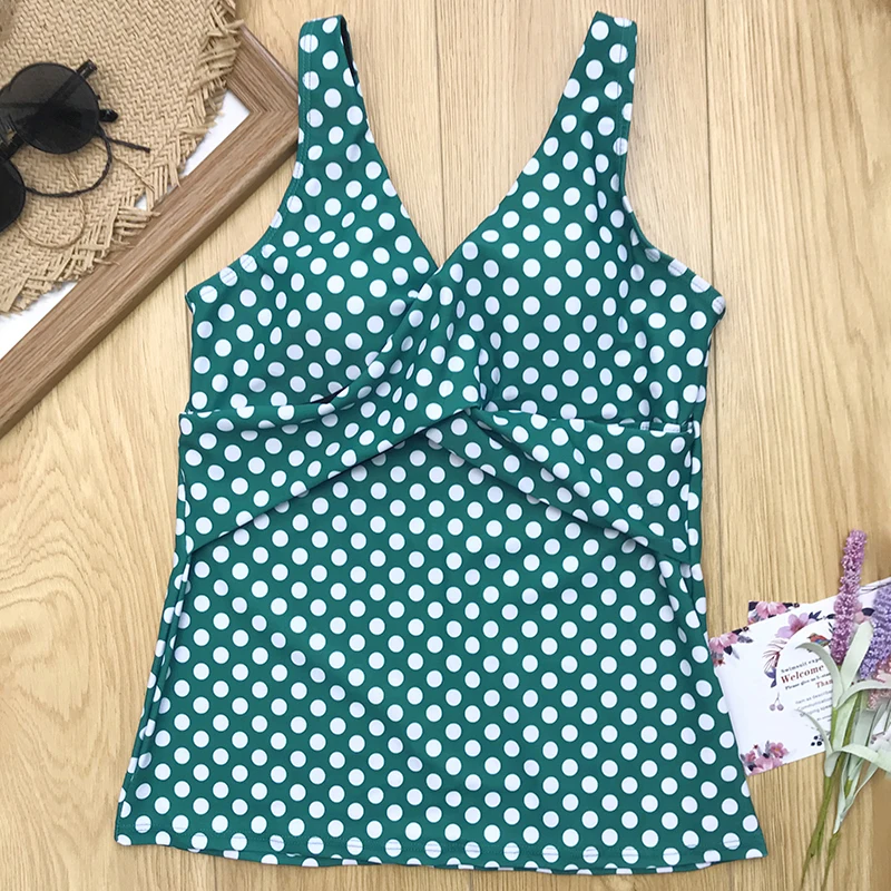 Polka Dots Print Plus Size Tankini Swimwear for Women Vintage Two Piece Swimsuit with Shorts High waist Bathing Suit Beachwear