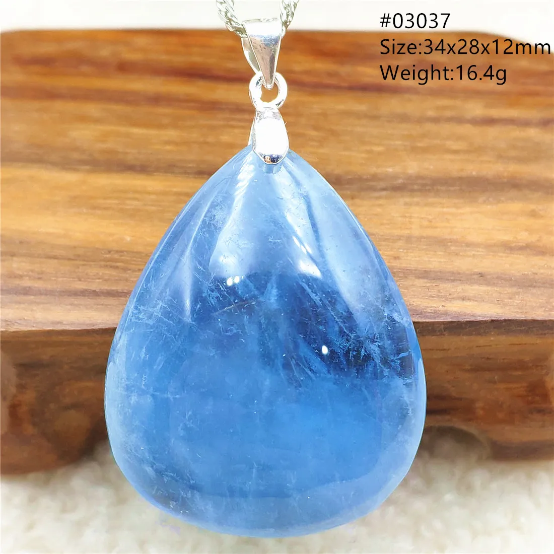 Natural Blue Aquamarine Clear Beads Pendant Water Drop Brazil Women Men Fashion Jewelry Necklace AAAAA