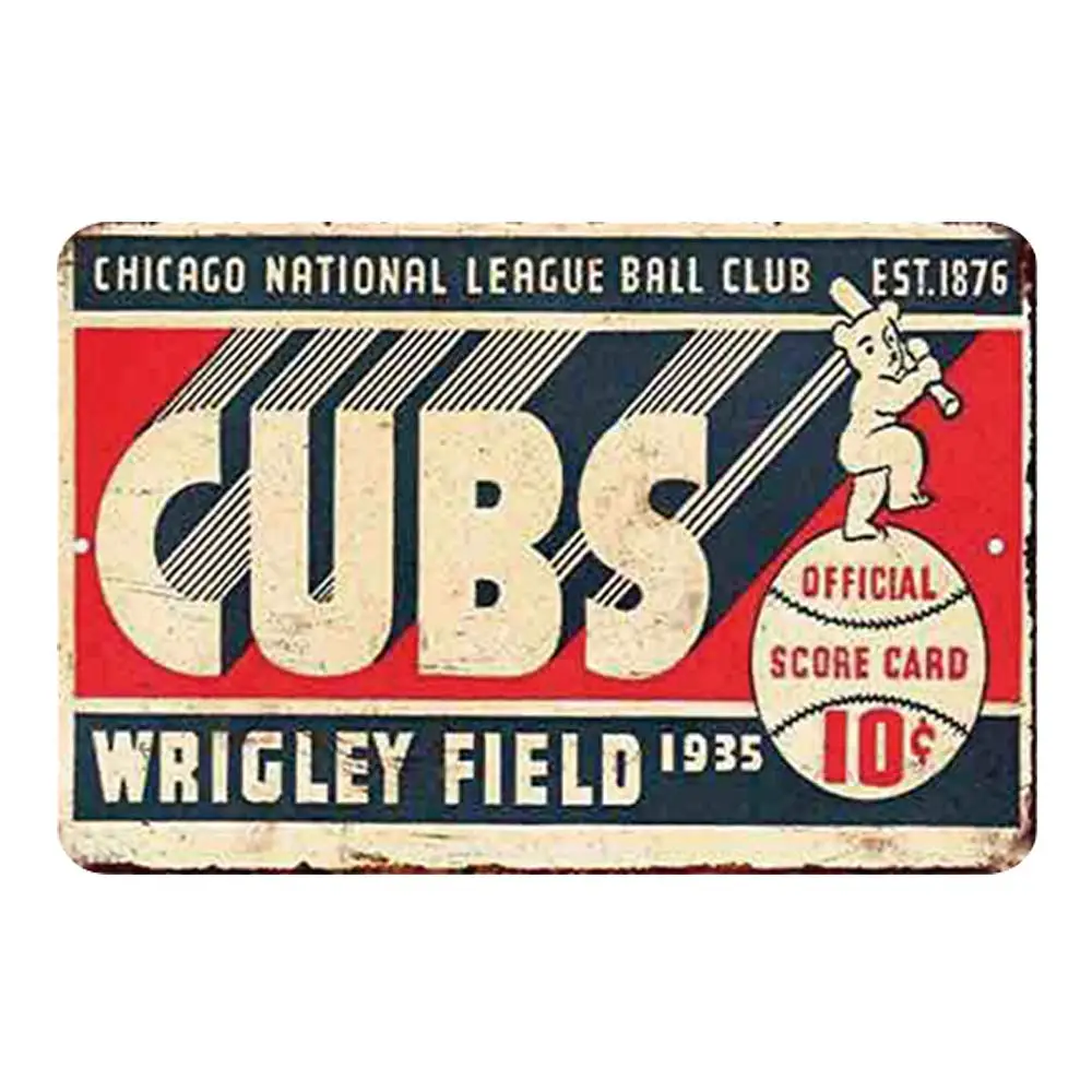 Cubs Wrigley Field 1935 Baseball Sports Vintage Decor Sign Antique Metal Signs Man Cave Decor Vintage Room Decor Signs Outdoor