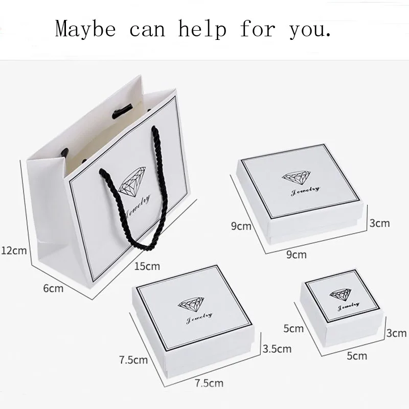 

Fashion Jewelry Set Packaging Box White Necklace Box 4 kinds of size 1000g Hard Cardboard Paper box Ring Bracelet Gift Display