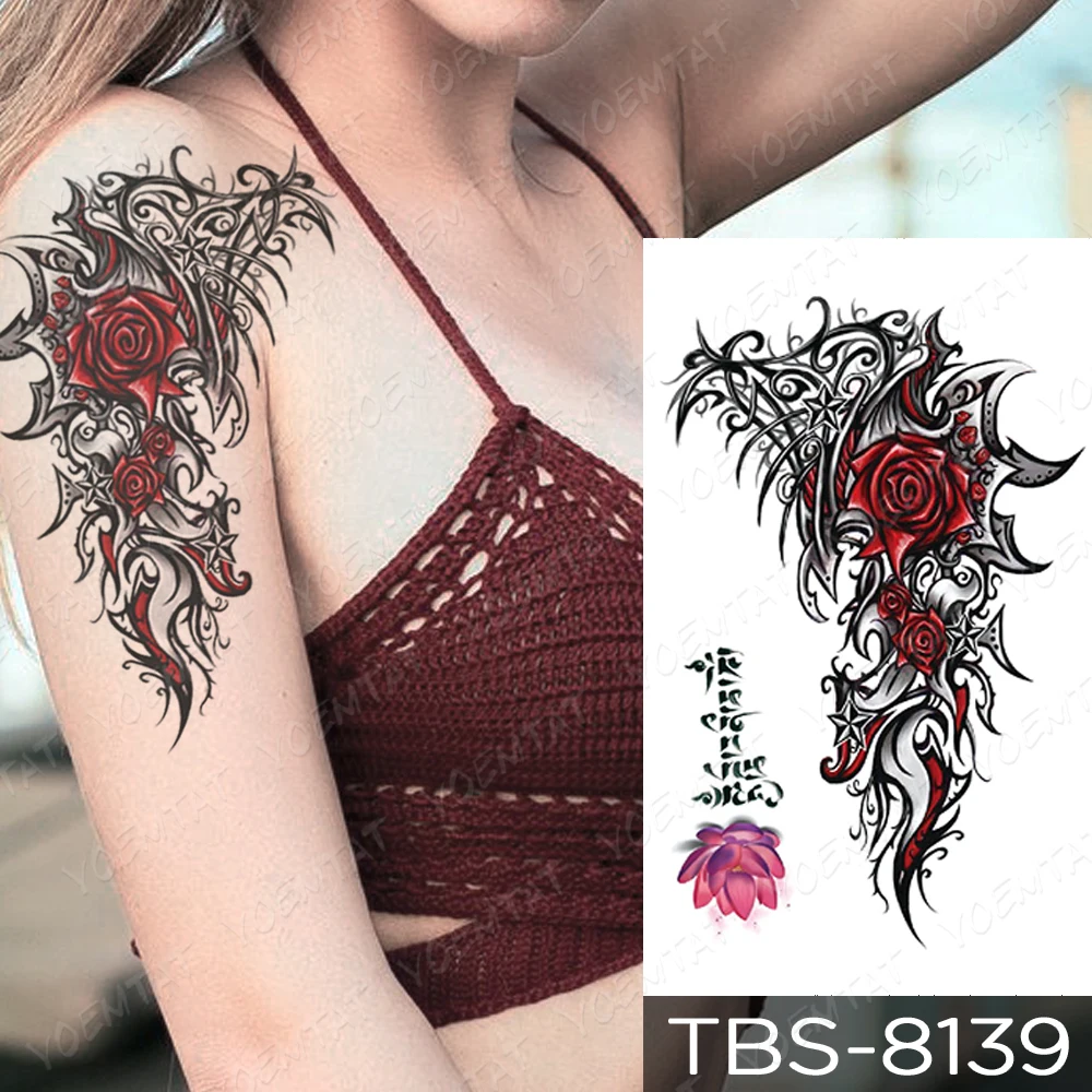 Impermeabile Autoadesivo Del Tatuaggio Temporaneo Della Farfalla Del Merletto Del Fiore della Rosa Flash Tatuaggi di Loto Arte di Corpo del Braccio Falsi Tatoo Donne Degli Uomini