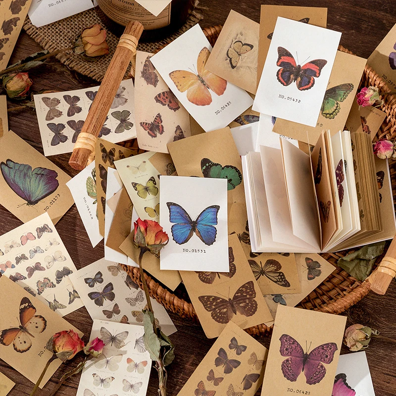 JIANQI 80pcs Scrapbooking material paper Butterfly Plant fairy tale story  Labels Decorative collage Diary Album Craft Supplies