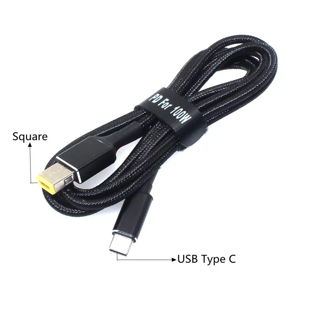 1.8m 100W USB Type C to 5.5x2.5mm Male Plug Converter PD Charger Cable for Lenovo Thinkpad 20V 2.25A 3.25A 4.5A Laptop Charger