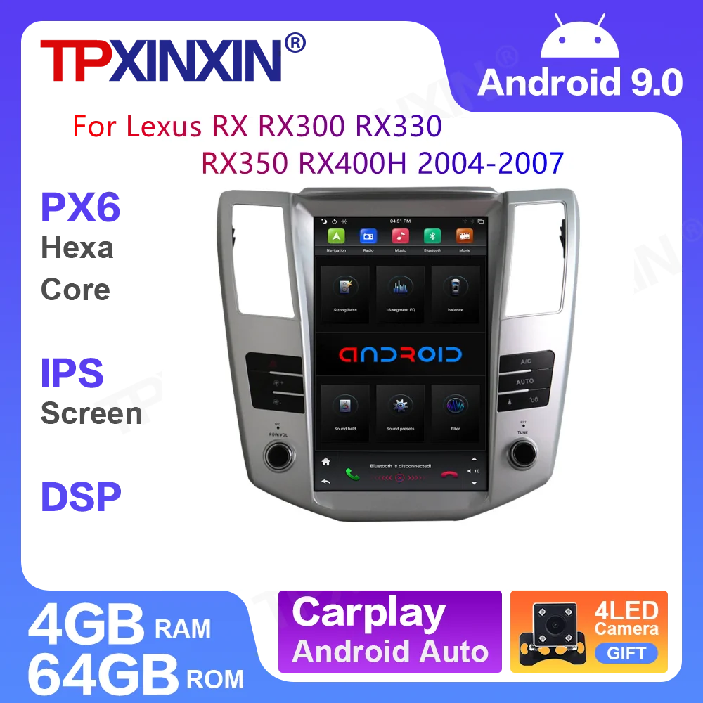 

Автомагнитола Tesla с вертикальным экраном, Android 10, для Lexus RX RX300 RX330 RX350 2004-2007, мультимедийный видеоплеер, навигация, GPS, DVD