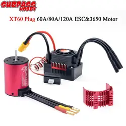 Surpass Hobby XT60 Plug 60A 80A 120A ESC&3650 5200KV 5900KV 6900KV 7700KV 9000KV Waterproof Brushless Motor for 1/10 RC Car