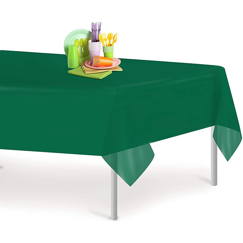 Home Party Wedding Birthday Supplies, Dark Green Rectangle Disposable Plastic Tablecloth