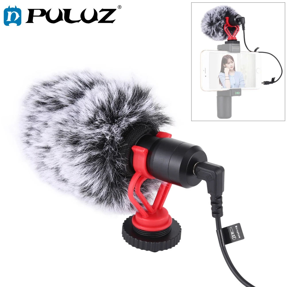 PULUZ Microphone Metal with 3.5mm Audio Cable For Huawei Smartphone for Canon Nikon Sony DSLR Camera Consumer Camcorder