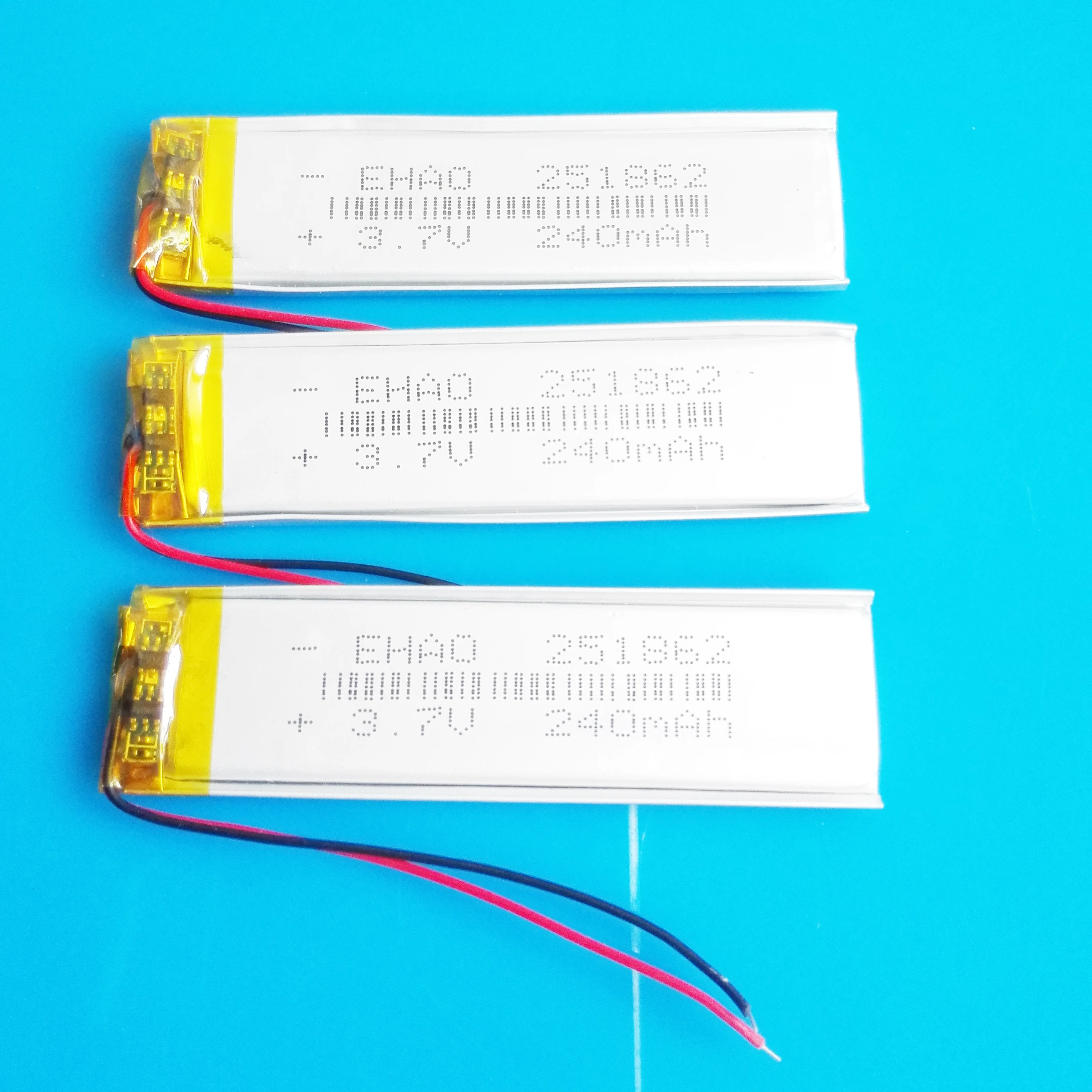 

3 pcs 3.7V 240mAh Rechargeable battery 251862 Lipo Polymer Lithium Batteries For MP3 GPS bluetooth headset e-book camera