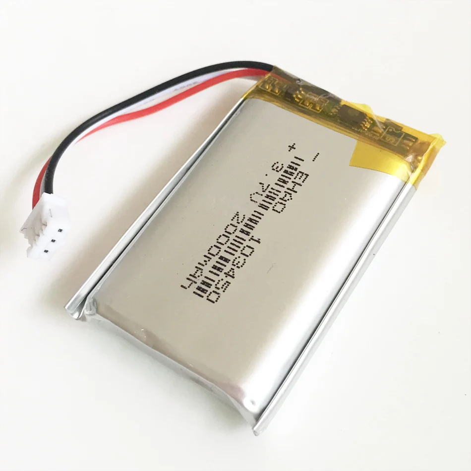 3.7V 2000mAh polimer Lipo akumulator litowy 103450 z wtyczką JST PH 2.0mm 3pin do nawigacja GPS kamery e-book DVD