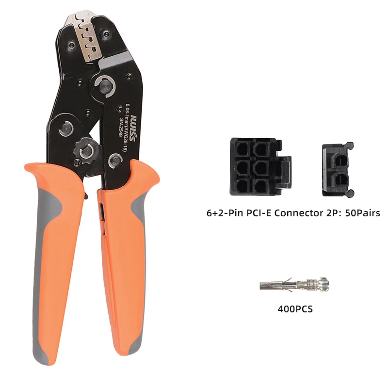 400pcs Crimp Female Terminals Pin Plug + 50pcs 5557 8(6+2)P ATX EPS PCI-E Connectors with Plastic Box+sn2549 crinper pliers tool