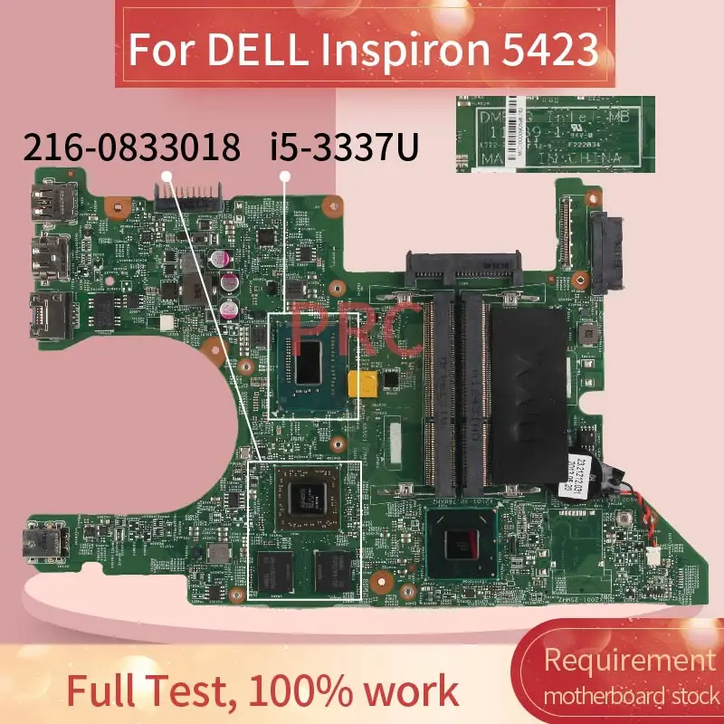 

CN-0K76FX 0K76FX For DELL Inspiron 5423 i5-3337U Laptop Motherboard 11289-1 SR0XL 216-0833018 DDR3 Notebook Mainboard