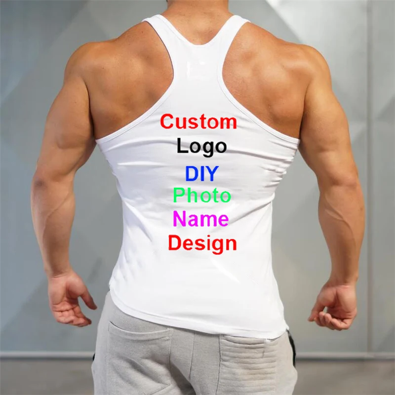 

DIY Brand Logo Customized Gym Shirt Men Vest Muscle Clothing Workout Mesh Tank Top Musculation Fitness Sleeveless Singlets