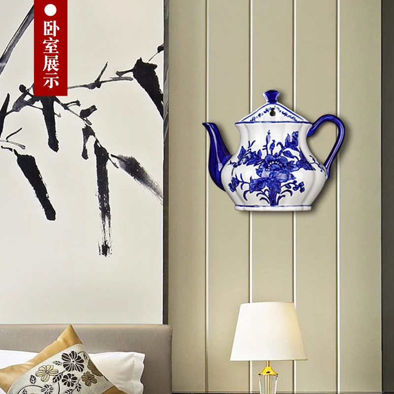 Blue And White Porcelain Pendant Wall Decoration Vase Living Room TV Background Porch Wall Decoration