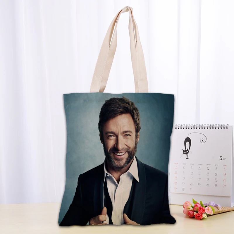 Borsa tote personalizzata Hugh Jackman Borse in tessuto di tela da donna Borse per la spesa riutilizzabili ecologiche Borsa a tracolla utile casual