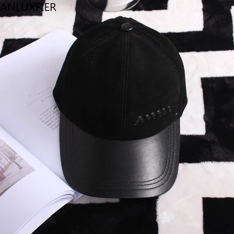 H6952 Genuine Leather Male Hat Pig Velvet Leather Visor Cap Middle Age Elderly Men Leisure Outdoor High Quality Fashionable Hats