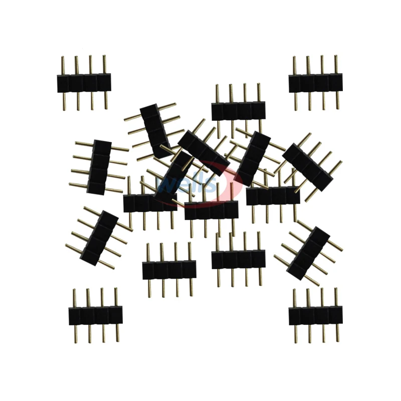 100Pcs Free shipping 4pin Needle 4pin RGB Connector Male Type Double 4pin for 3528 5050 RGB LED strip led accessories